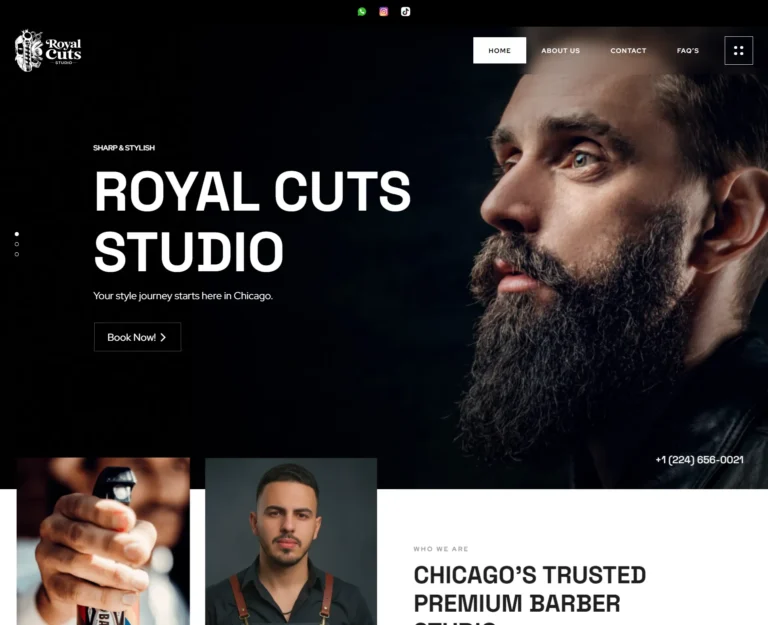 موقع إلكتروني لصالون حلاقة في شيكاغو